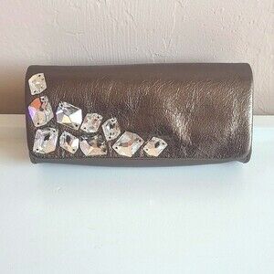 Inge ChristopherVegas Gold/Bronze Metalic Textured Leather Clutch